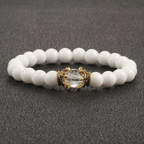 White Natural Stone Crown Bracelet
