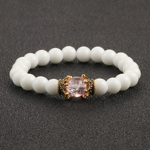 White Natural Stone Crown Bracelet