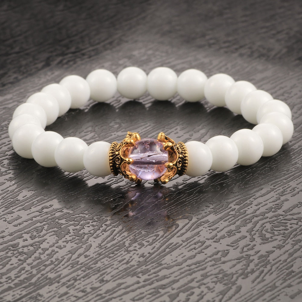 White Natural Stone Crown Bracelet