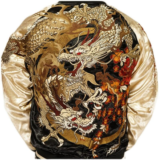 Yokosuka Embroidered Double Sided Jacket Moonlight Dragon Peony Cherry