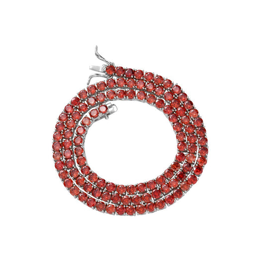 4MM TENNIS CHAIN Ruby Red BRASS by TUNKALL