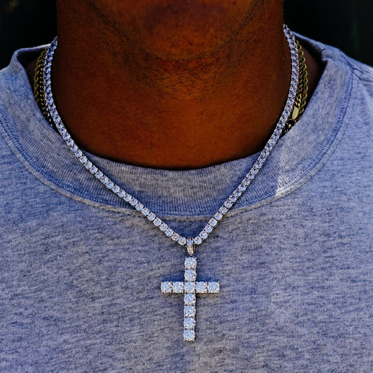 3MM TENNIS CHAIN AAA CZ with CROSS by GALORE
