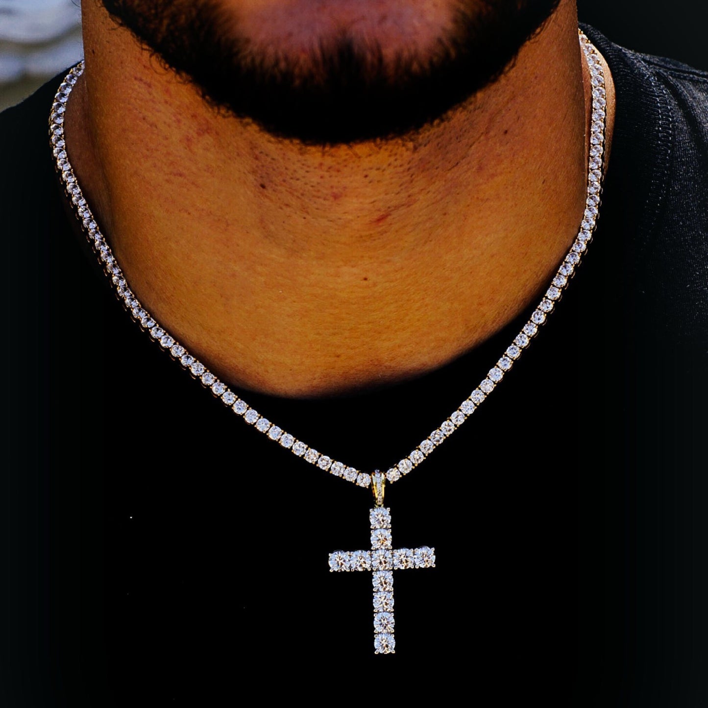 3MM TENNIS CHAIN AAA CZ with CROSS by GALORE