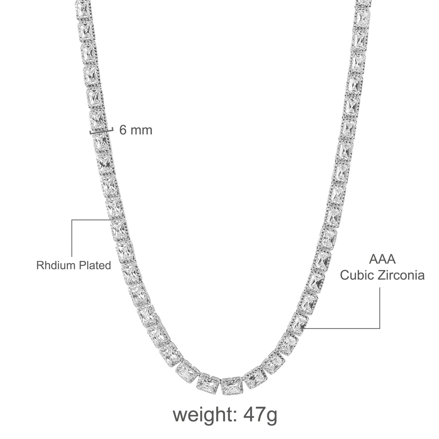 6MM SQUARE TENNIS CHAIN AAA CZ
