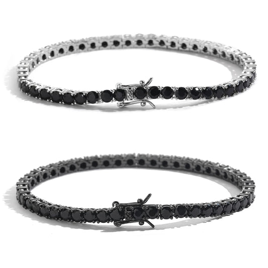 EYIKA Silver Black Color 3/4/5mm Zircon Tennis Chain Bracelet