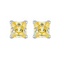 Bright Yellow Princess Cut CZ Earrings