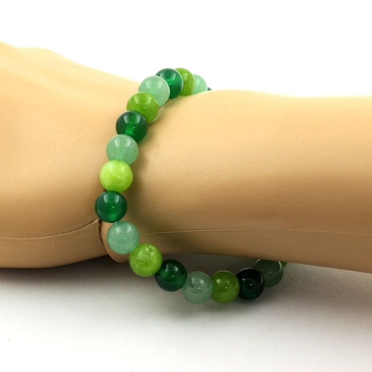 Aventurine + Peridot + Green Agate Bracelet 8 mm Beads.