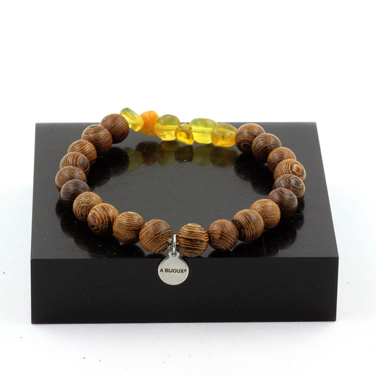 Yellow Opal from Australia + wood Bracelet 8 mm Beads.