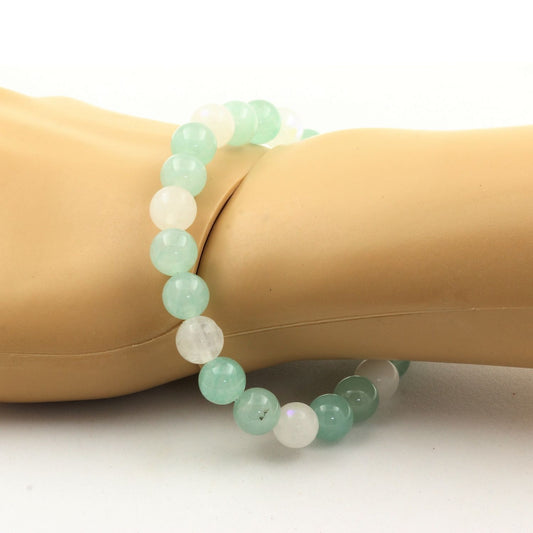 Angelite + Moonstone Bracelet 8 mm Beads.
