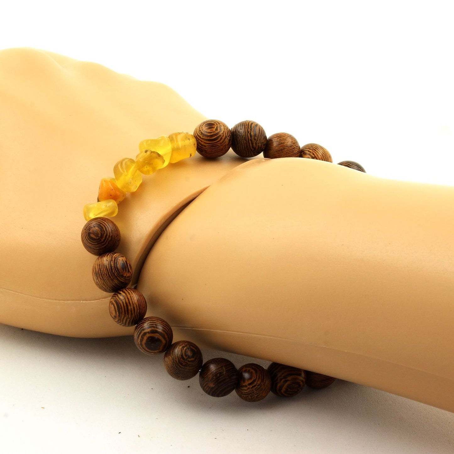 Yellow Opal from Australia + wood Bracelet 8 mm Beads.