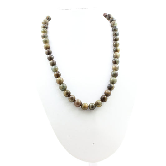 Sapphire from Mogok Quality 2A. bead necklace stainless steel chain