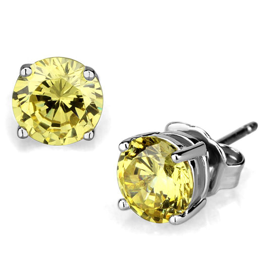 Citrine Yellow - Brass Earrings with AAA Grade CZ