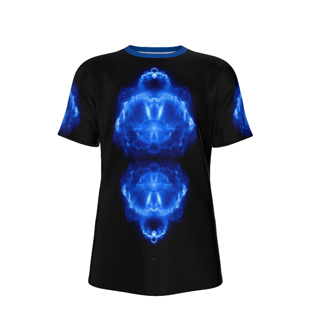 BuddaBrot Fractal Blue & Black Simple - O-Neck T-Shirt