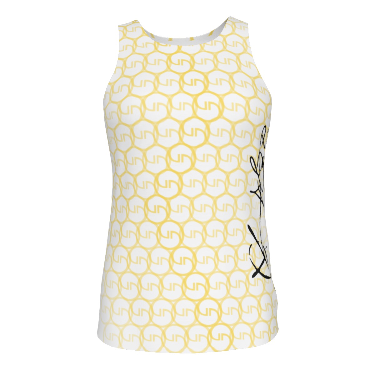GOLD DRAGON Yellow Net  Tank Top