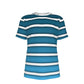 Blue and White Striped  O-Neck T-Shirt