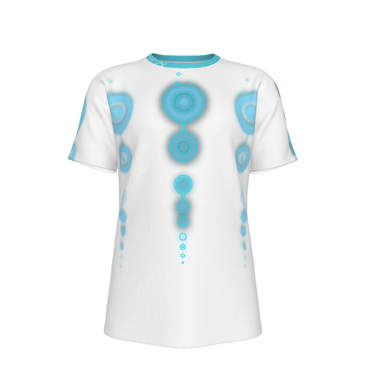 CROP CIRCLE Blue & White - O-Neck T-Shirt