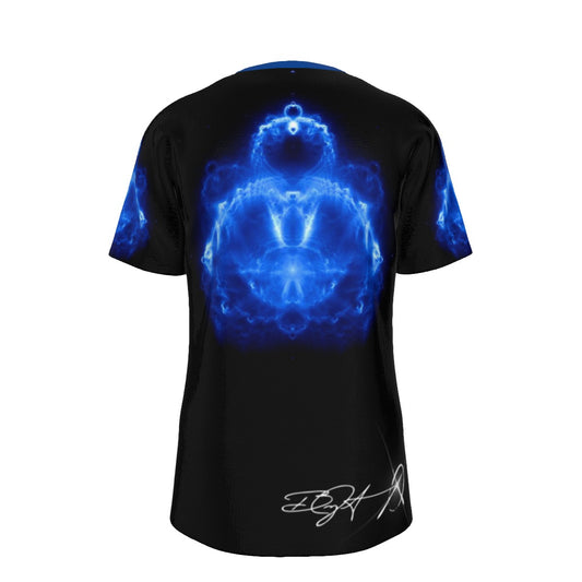 BuddaBrot Fractal Blue & Black Simple - O-Neck T-Shirt