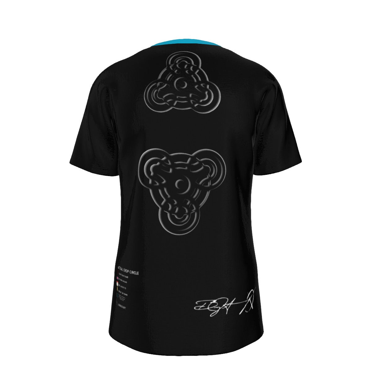 CROP CIRCLE Blue BG  O-Neck T-Shirt