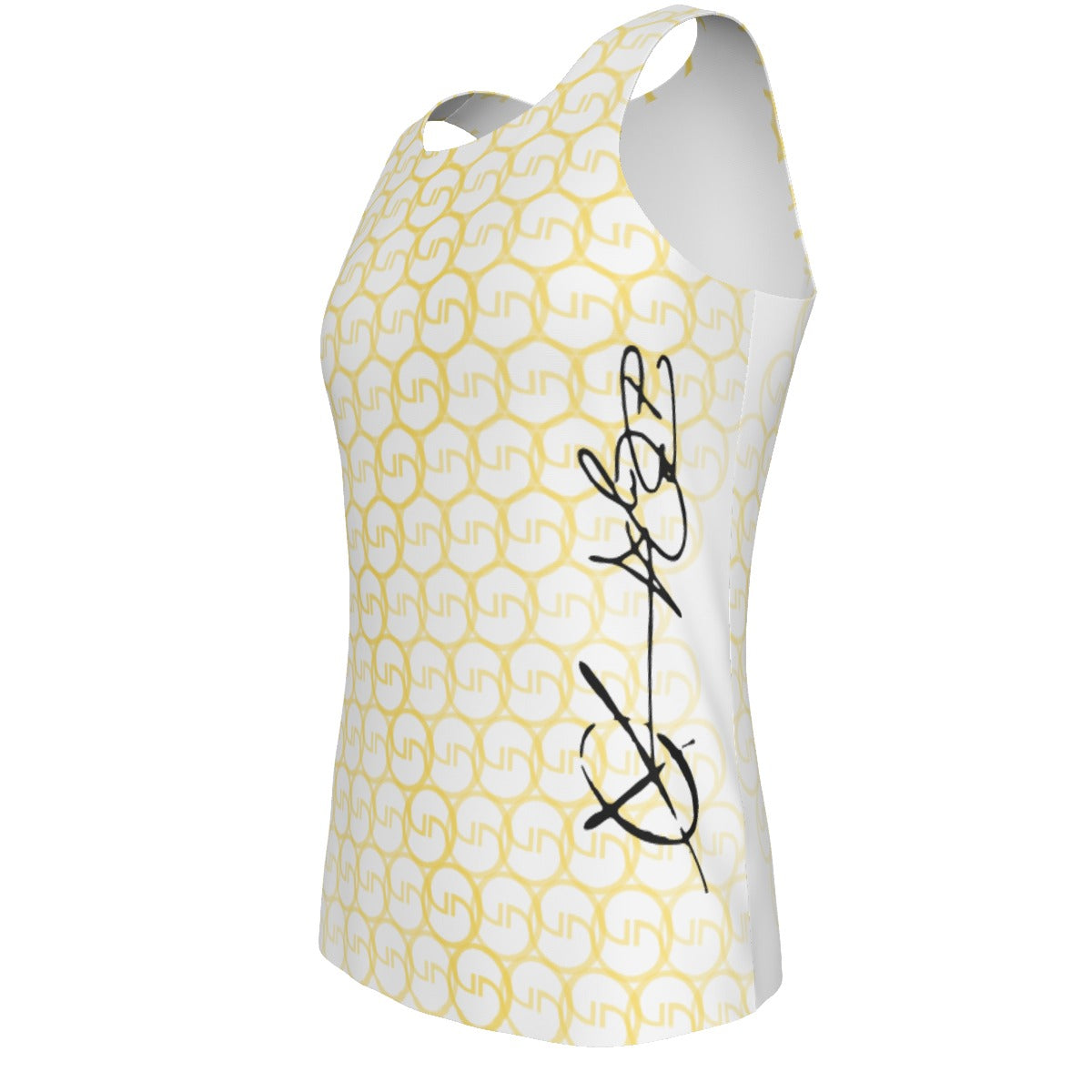 GOLD DRAGON Yellow Net  Tank Top