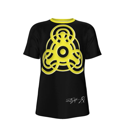 CROP CIRCLE Yellow and Black - O-Neck T-Shirt