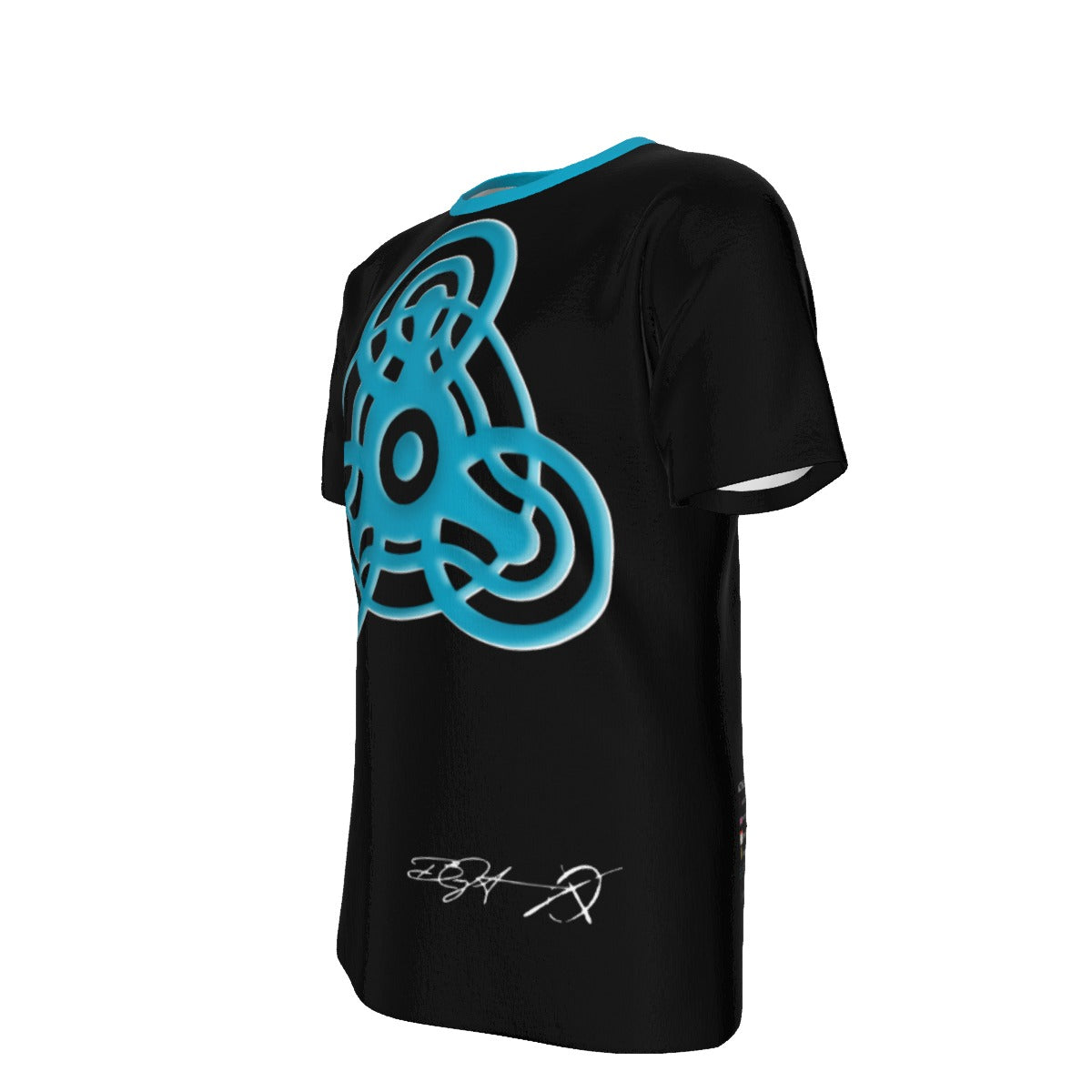 CROP CIRCLE Blue BG  O-Neck T-Shirt