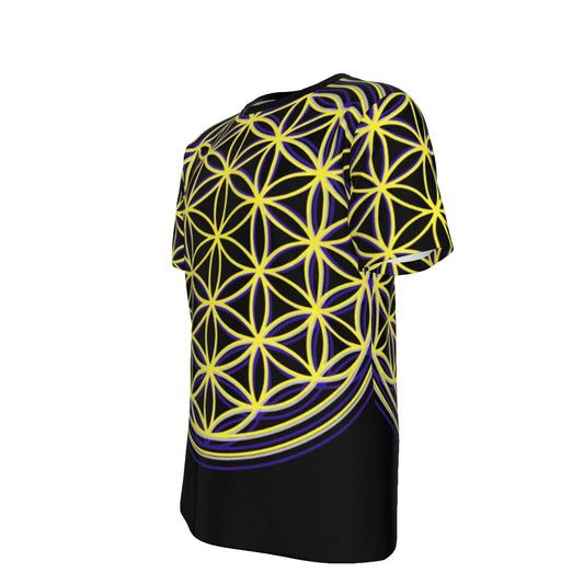 Flower Of Life Yellow/BLK - O-Neck T-Shirt