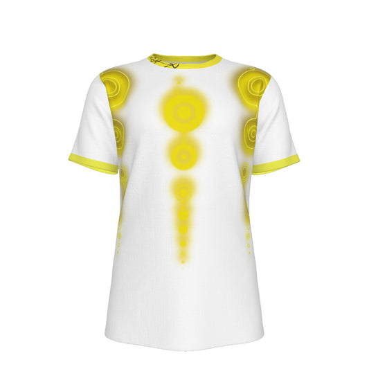 CROP CIRCLE Yellow and White - O-Neck T-Shirt