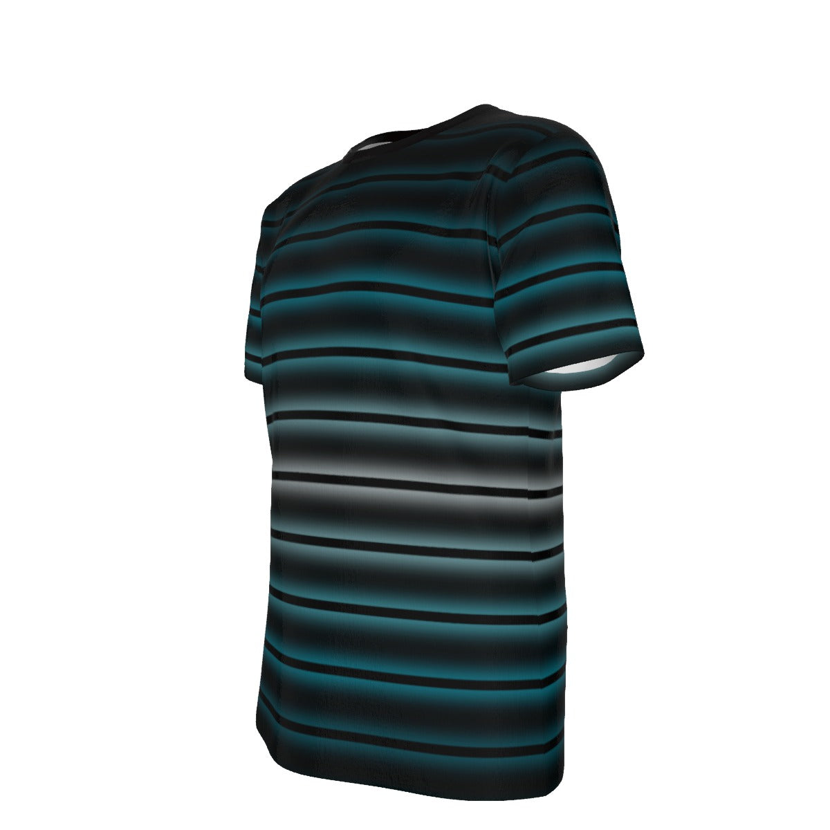 Blue to White Striped - O-Neck T-Shirt
