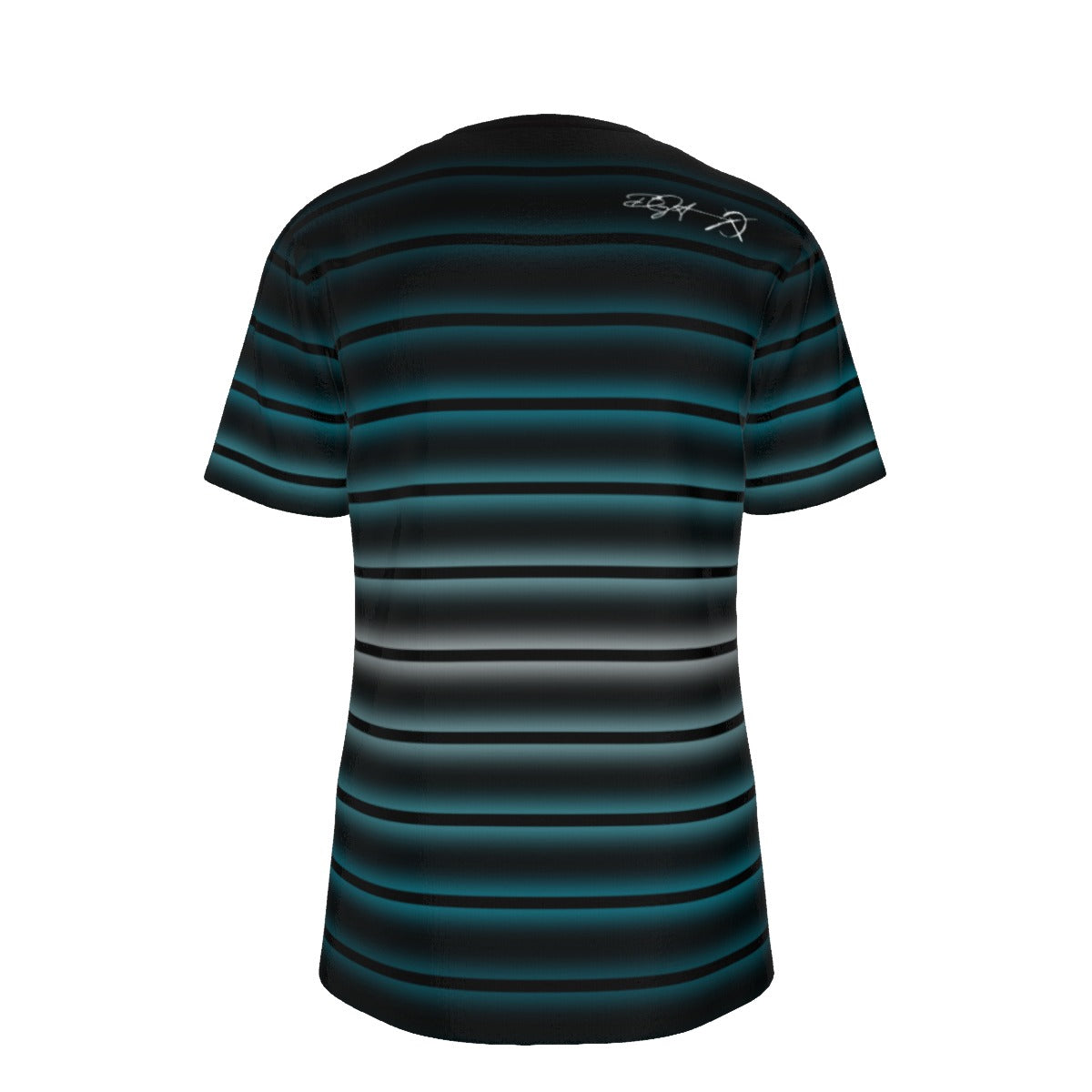 Blue to White Striped - O-Neck T-Shirt