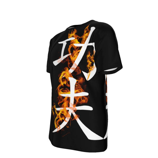 Wing Chun KungFu w Flames Black - O-Neck T-Shirt