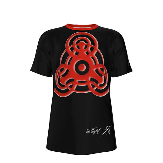 CROP CIRCLE Red BG - O-Neck T-Shirt