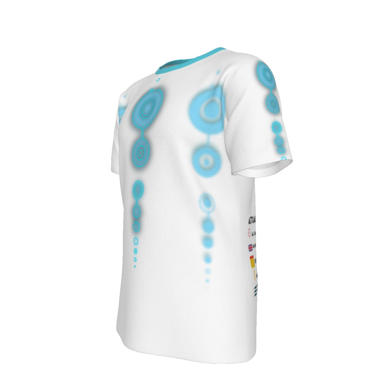 CROP CIRCLE Blue & White - O-Neck T-Shirt