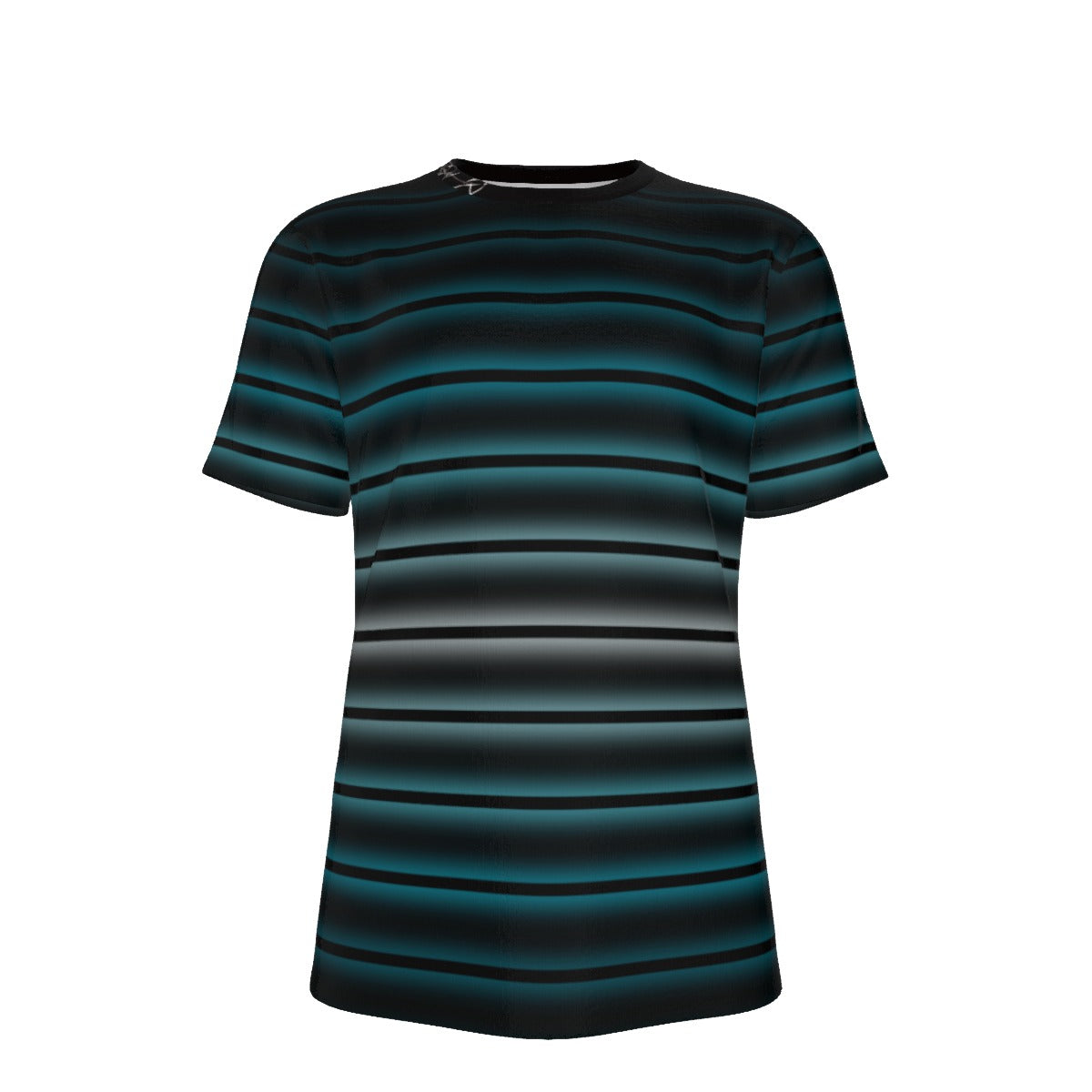 Blue to White Striped - O-Neck T-Shirt