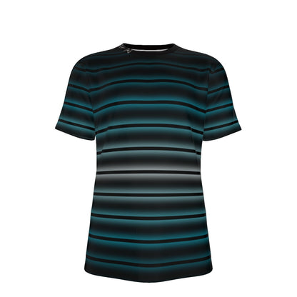 Blue to White Striped - O-Neck T-Shirt