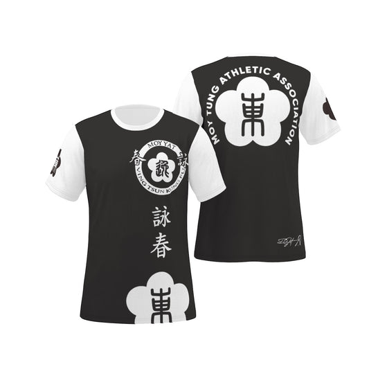 MOY TUNG MOY YAT Black Emblem O-Neck T-Shirt