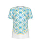Flower of Life Blue and White - O-Neck T-Shirt