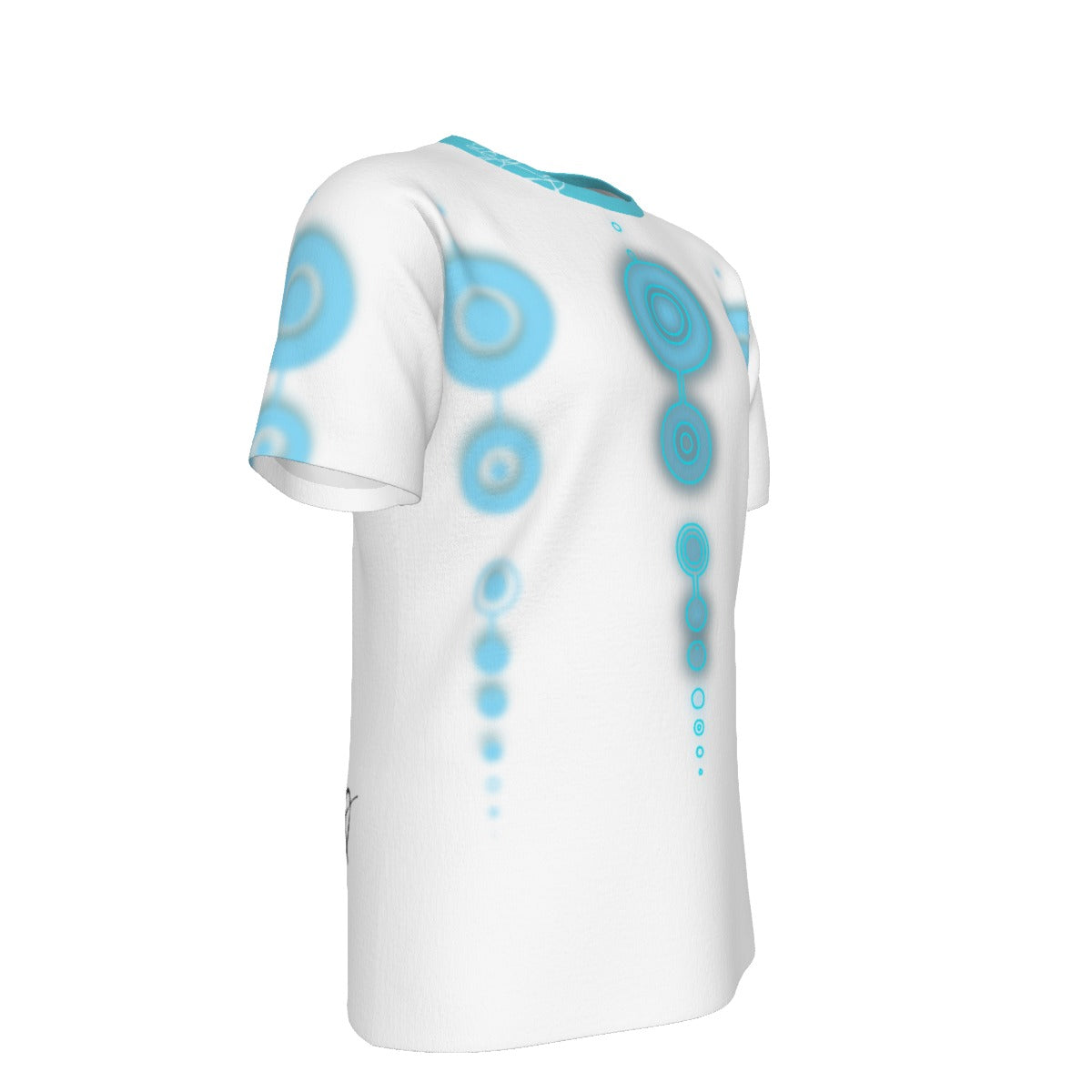 CROP CIRCLE Blue & White - O-Neck T-Shirt