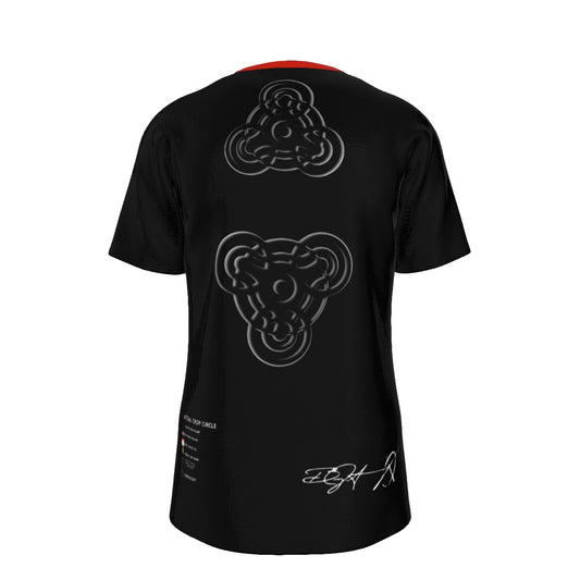 CROP CIRCLE Red BG - O-Neck T-Shirt