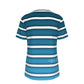 Blue and White Striped  O-Neck T-Shirt