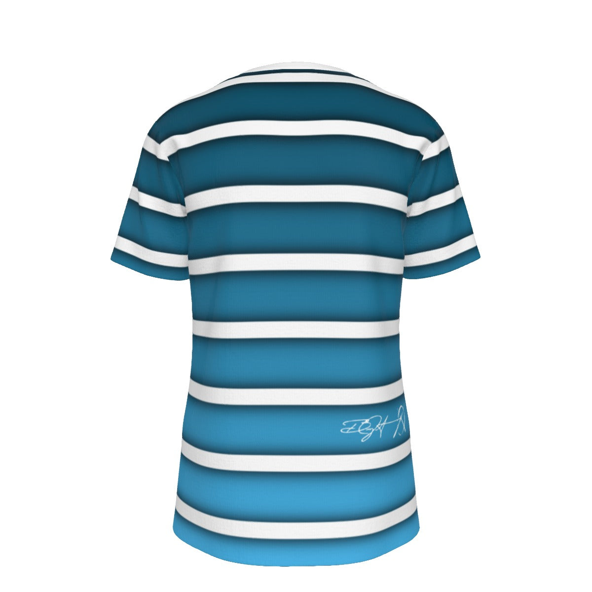 Blue and White Striped  O-Neck T-Shirt
