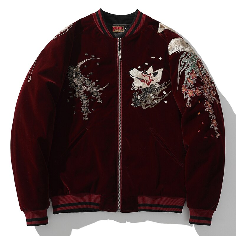 2022 New Japanese Heavy Craft Embroidery Nine Tailed Fox Coat Men's