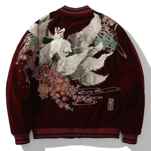 2022 New Japanese Heavy Craft Embroidery Nine Tailed Fox Coat Men's
