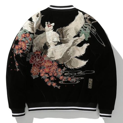 2022 New Japanese Heavy Craft Embroidery Nine Tailed Fox Coat Men's