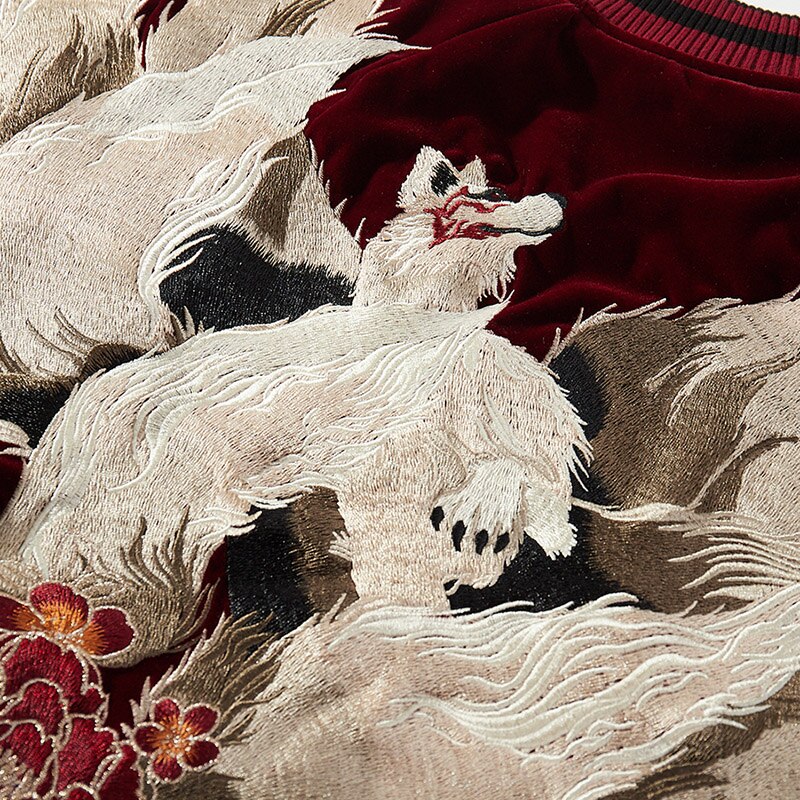 2022 New Japanese Heavy Craft Embroidery Nine Tailed Fox Coat Men's