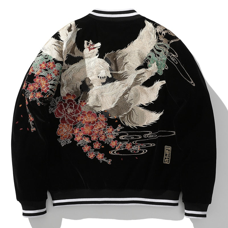2022 New Japanese Heavy Craft Embroidery Nine Tailed Fox Coat Men's