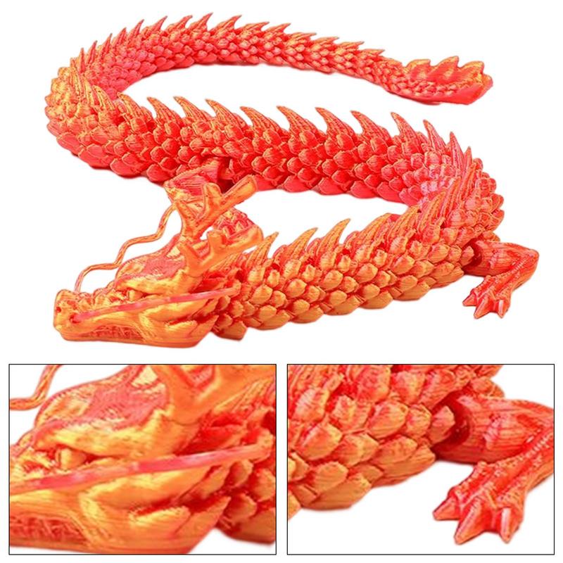 3D Printed Articulated Chinese Dragon Flexible Realistic Made Ornament