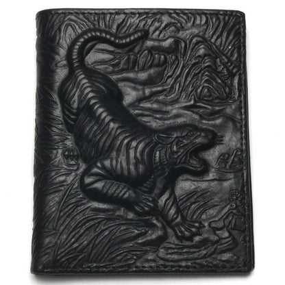 3d Tiger Pattern Purse Genuine Leather Wallet Men Male Real Vintage