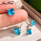 4/5/6/7MM Crystal Stone Square Stud Earrings For Women Men Princess