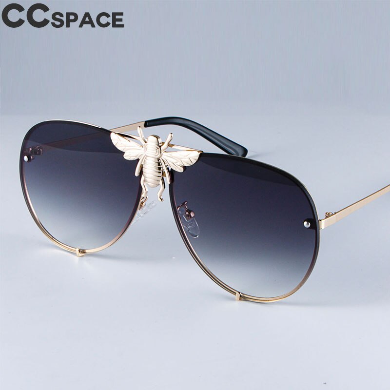 Luxury Metal Big Bee Pilot Sunglasses Gradient Lenses Uv400