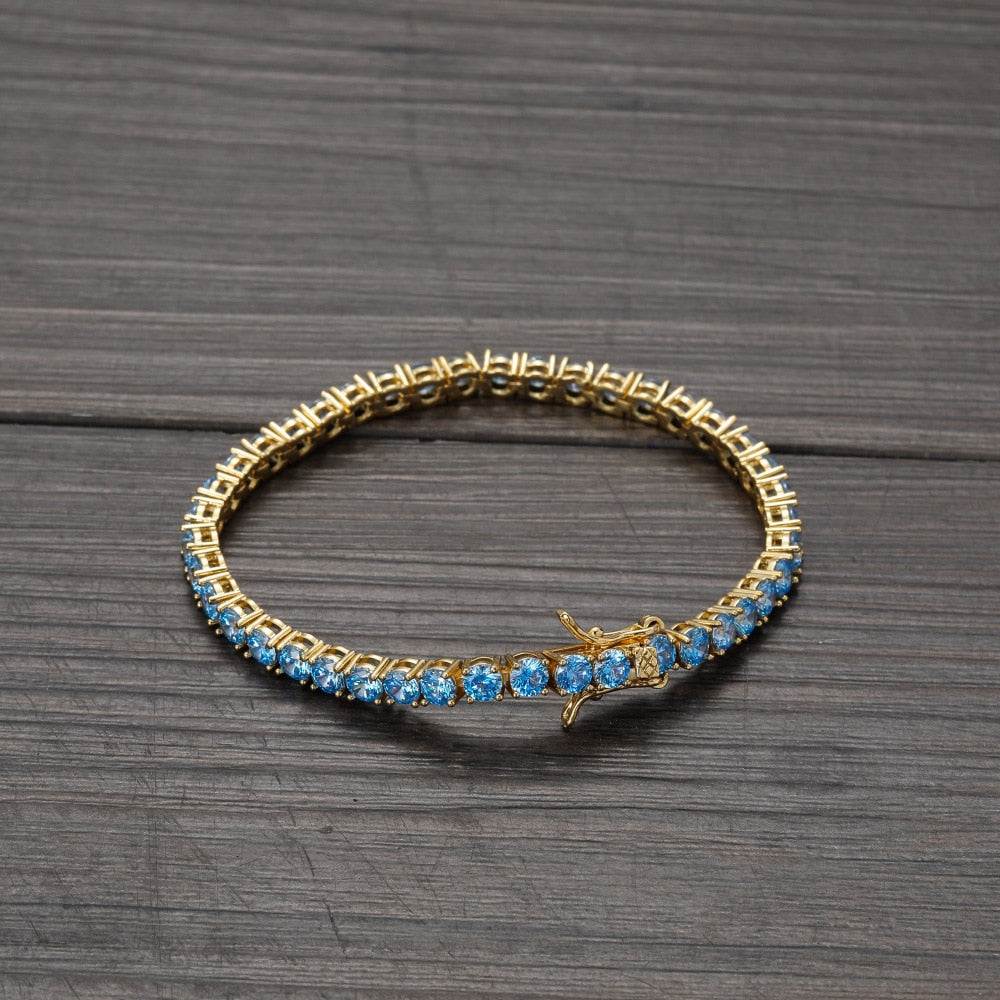 4MM TENNIS BRACELET light Blue stones CZ